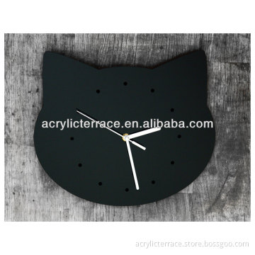 Acrylic Wall Clock in Shape of Cat\'s Head in Black hg140307001B